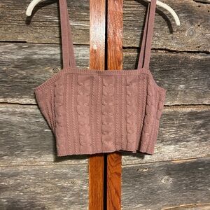 Wild Fable Mauve Knit Crop Top Size XL Button Straps